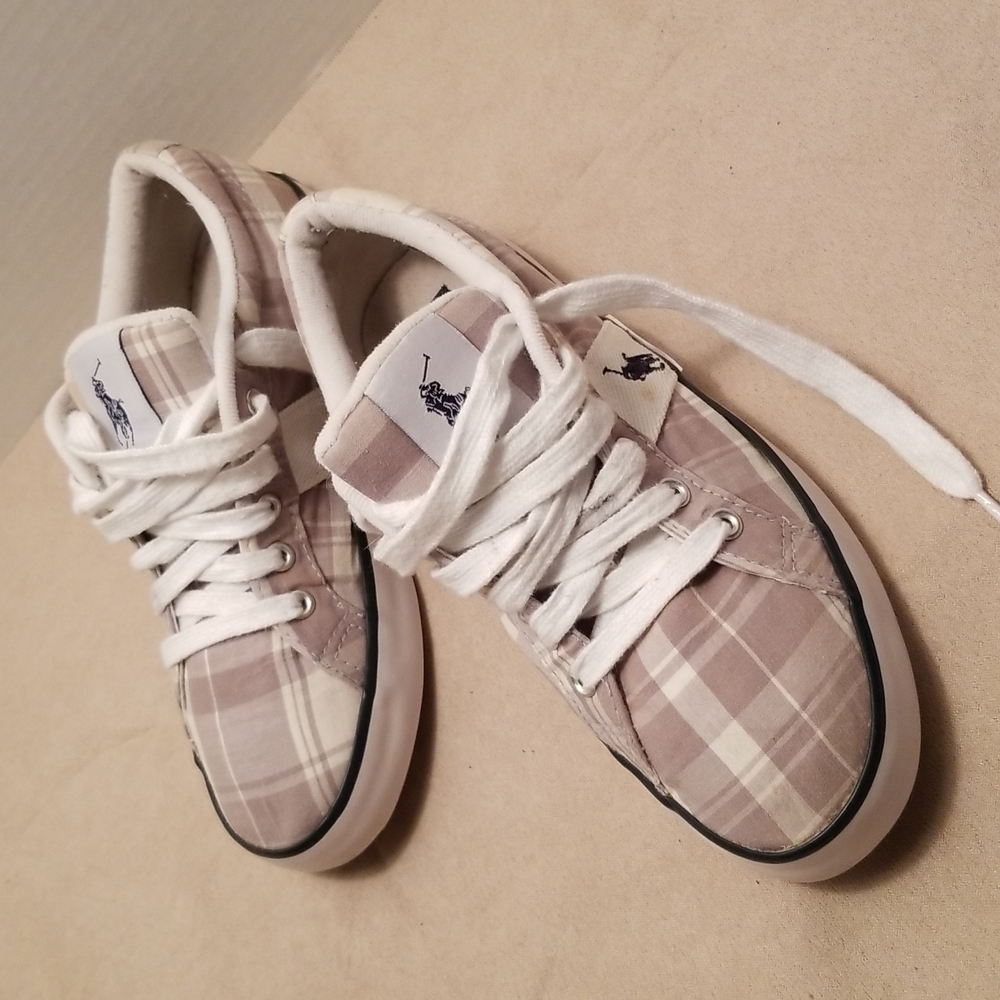 Ralph Lauren Polo Plaid Sneakers, Size 4